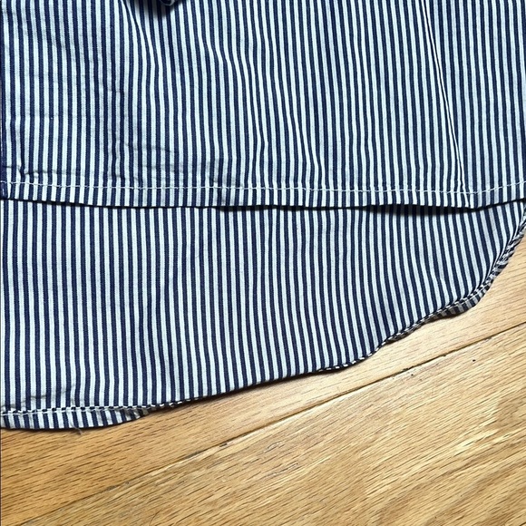 White and Blue Ruffled Long Sleeve Blouse - Picture 6 of 10